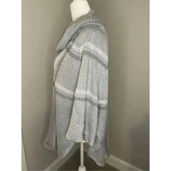 LOFT Gray Plaid Cowl Neck Sweater - Picture 2 of 6